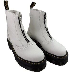 Dr. Martens Women's Jetta Zipped Sendal Leather Platform Boots White EU 39/ US 8